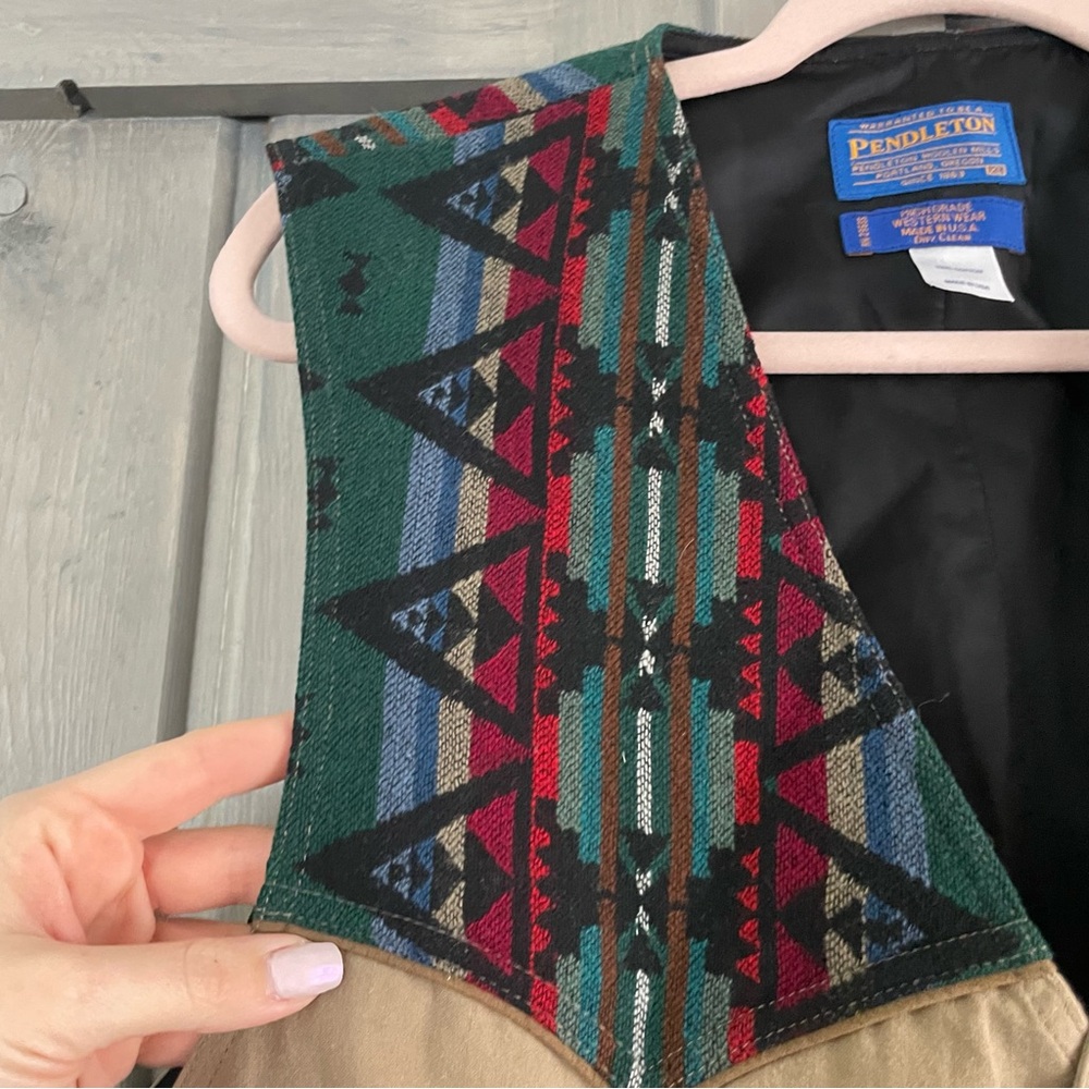 PENDLETON High Grade Western Wear Aztec Knit Canvas Vest Size XL - Picture 2 of 7